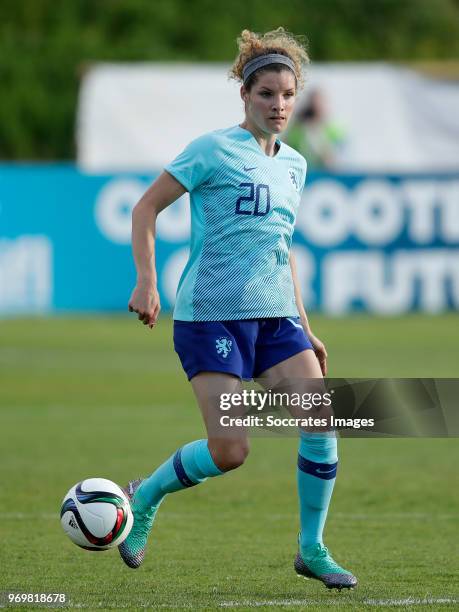 Dominique Janssen of Holland Women during the World Cup Qualifier Women match between Northern Ireland v Holland at the Shamrock Park on June 8, 2018...