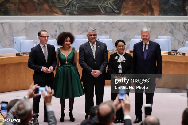 Heiko Mass, Minister for Foreign Affairs of the Federal Republic of Germany, presser after the election of Germany as a new non-permanent member to...