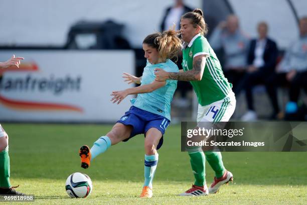 Danielle van de Donk of Holland Women, Billie Simpson of Northern Ireland Women during the World Cup Qualifier Women match between Northern Ireland v...