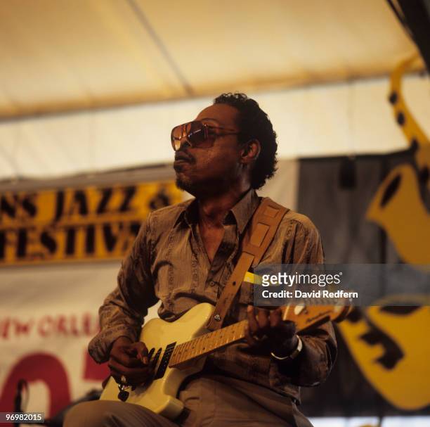 Cornell Dupree performs on stage at the New Orleans Jazz and Heritage Festival in New Orleans, Louisiana on May 07, 1995.
