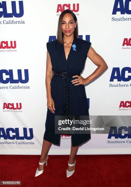 Actress Amanda Brugel attends the ACLU SoCal Annual Luncheon at JW Marriott Los Angeles at L.A. LIVE on June 8, 2018 in Los Angeles, California.