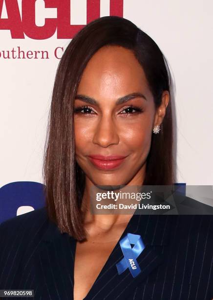 Actress Amanda Brugel attends the ACLU SoCal Annual Luncheon at JW Marriott Los Angeles at L.A. LIVE on June 8, 2018 in Los Angeles, California.