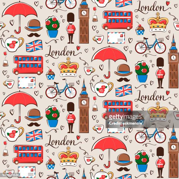 london-muster - england flag stock-grafiken, -clipart, -cartoons und -symbole