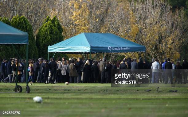 Queen Maxima of the Netherlands along with friends and relatives accompany the coffin of her sister Ines Zorreguieta, during her burial ceremony at...