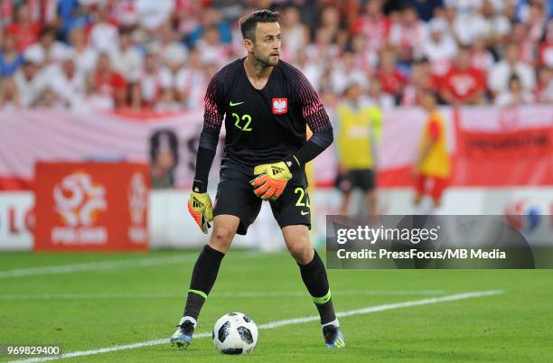 Lukasz Fabianski of Poland in action during International Friendly match between Poland and Chile on June 8, 2018 in Poznan, Poland.