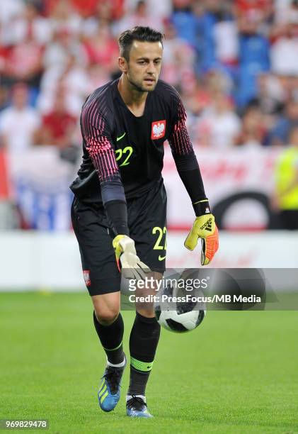 Lukasz Fabianski of Poland in action during International Friendly match between Poland and Chile on June 8, 2018 in Poznan, Poland.