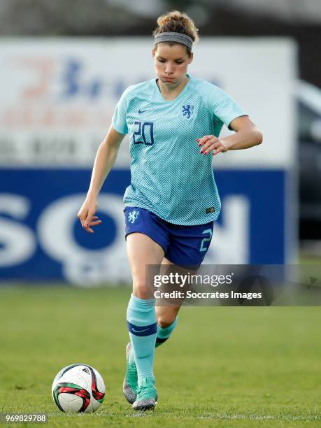 Dominique Janssen of Holland Women during the World Cup Qualifier Women match between Northern Ireland v Holland at the Shamrock Park on June 8, 2018...