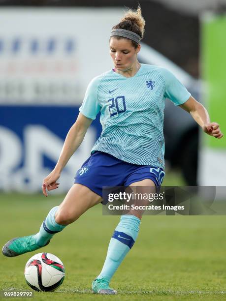 Dominique Janssen of Holland Women during the World Cup Qualifier Women match between Northern Ireland v Holland at the Shamrock Park on June 8, 2018...