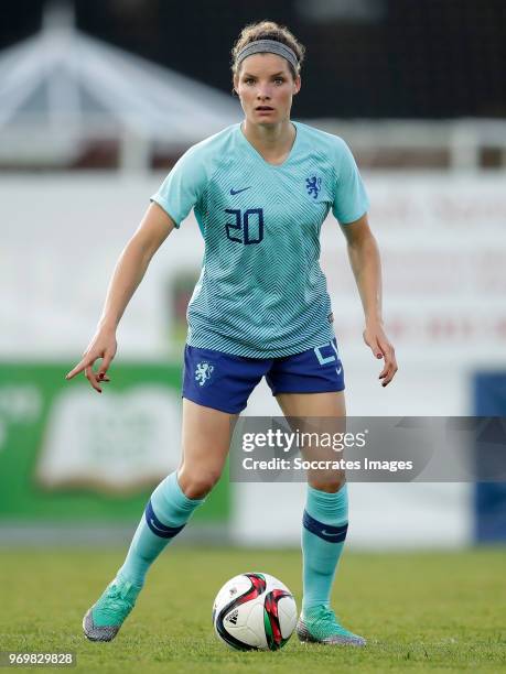 Dominique Janssen of Holland Women during the World Cup Qualifier Women match between Northern Ireland v Holland at the Shamrock Park on June 8, 2018...