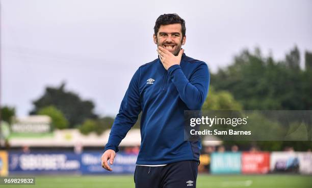 Dundalk , Ireland - 8 June 2018; Limerick manager Tommy Barrett reacts following the SSE Airtricity League Premier Division match between Dundalk and...