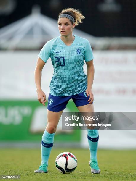 Dominique Janssen of Holland Women during the World Cup Qualifier Women match between Northern Ireland v Holland at the Shamrock Park on June 8, 2018...