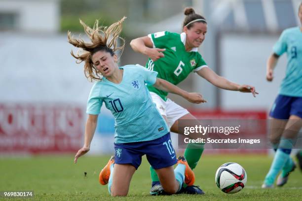 Danielle van de Donk of Holland Women, Demi Vance of Northern Ireland Women during the World Cup Qualifier Women match between Northern Ireland v...