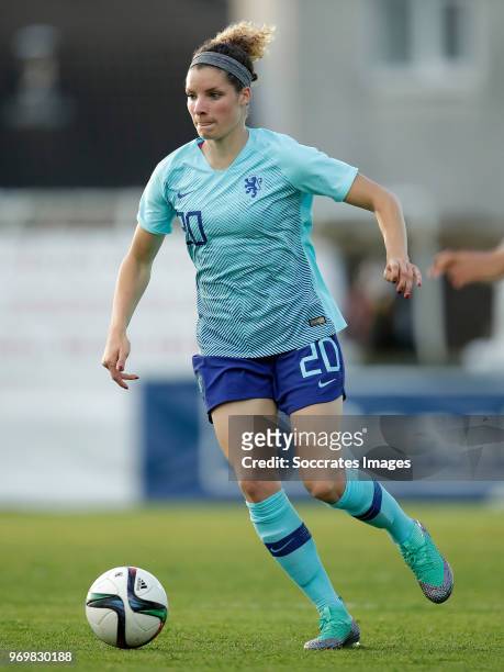 Dominique Janssen of Holland Women during the World Cup Qualifier Women match between Northern Ireland v Holland at the Shamrock Park on June 8, 2018...
