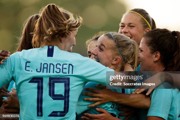 Jackie Groenen of Holland Women celebrates 0-5 with Ellen Jansen of Holland Women, Danielle van de Donk of Holland Women, Anouk Dekker of Holland...