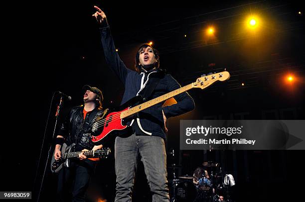 Patrick Stump and Pete Wentz of Fall Out Boy perform on stage at Rod Laver Arena on 18th February 2009 in Melbourne, Australia.