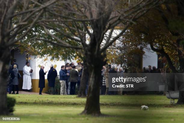 Friends and relatives of Queen Maxima of the Netherlands attend the burial ceremony of her sister Ines Zorreguieta, at the Memorial park in Pilar,...