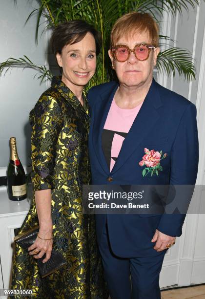 Dame Kristin Scott Thomas and Sir Elton John attend a VIP dinner celebrating the launch of London Fashion Week Men's June 2018 hosted by David...
