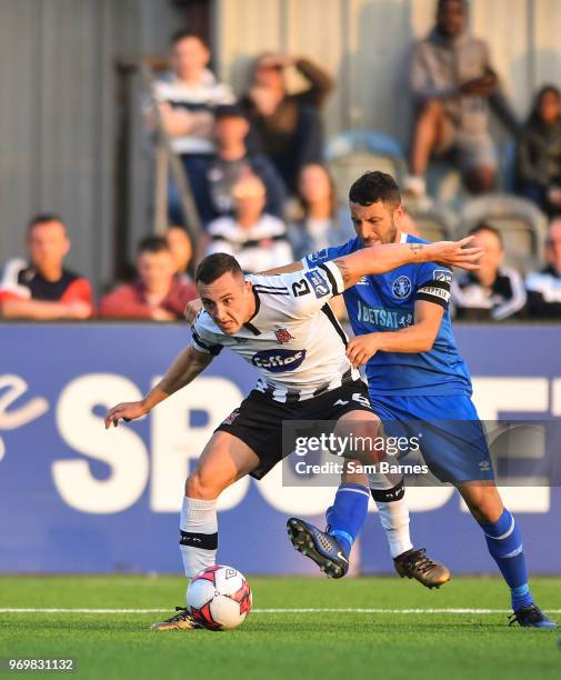 Dundalk , Ireland - 8 June 2018; Dylan Connolly of Dundalk is fouled by Shane Duggan of Limerick during the SSE Airtricity League Premier Division...