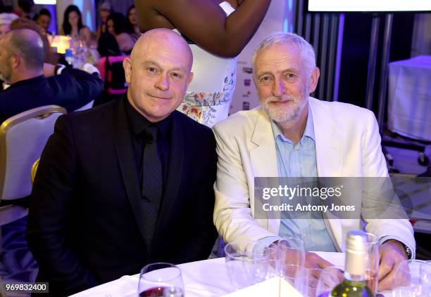 Ross Kemp and Jeremy Corbyn attend the 2018 Diva Awards at The Waldorf Hilton Hotel on June 8, 2018 in London, England.