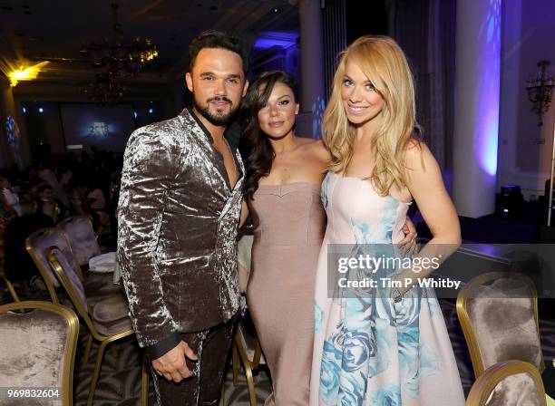 Gareth Gates, Faye Brookes and Liz McClarnon attend the 2018 Diva Awards at The Waldorf Hilton Hotel on June 8, 2018 in London, England.
