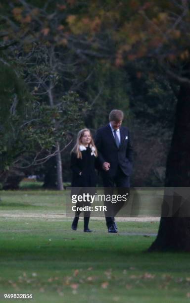 King Willem-Alexander of the Netherlands and his youngest daughter Princess Ariane, attend the burial ceremony of Queen Maxima's sister Ines...