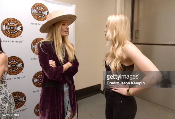 Ruby Stewart and Ashley Campbell visit CMA Theater on June 8, 2018 in Nashville, Tennessee.