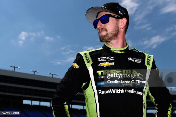 Charlie Kimball, driver of the Tresiba Chevrolet, stands on the grid during the US Concrete Qualifying Day for the Verizon IndyCar Series DXC...