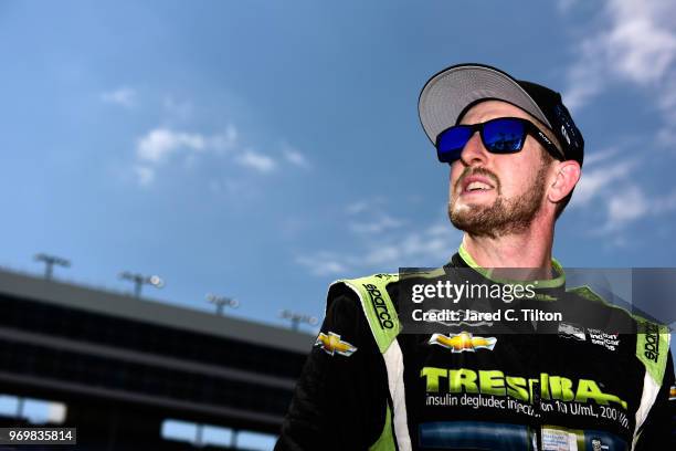 Charlie Kimball, driver of the Tresiba Chevrolet, stands on the grid during the US Concrete Qualifying Day for the Verizon IndyCar Series DXC...