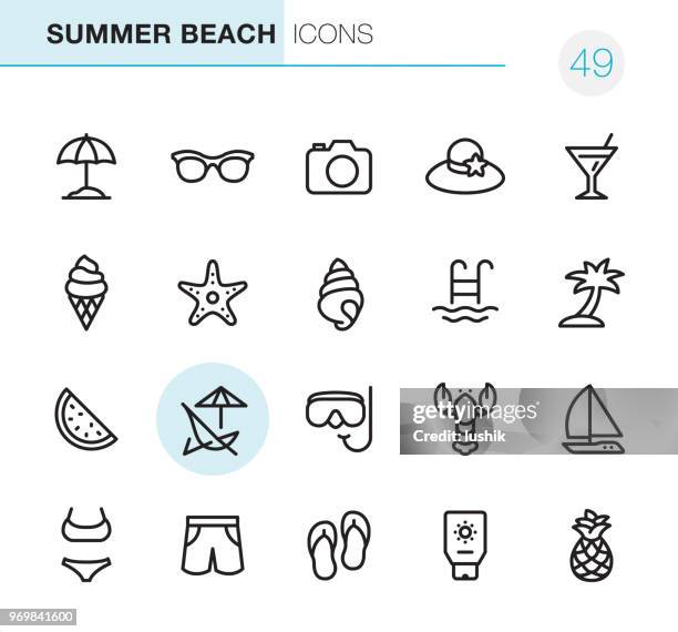 summer beach - pixel perfect icons - thong swimwear stock illustrations