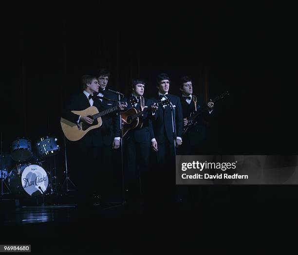 Lenny Davidson, Mike Smith, Denis Payton, Dave Clark and Rick Huxley of the Dave Clark Five perform on stage circa 1969.