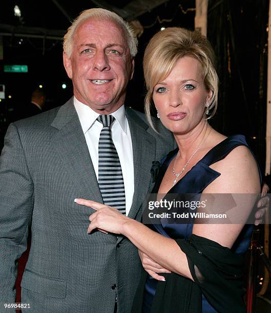 Wrestler Ric Flair and wife attend the after party of the Los Angeles premiere of "The Wrestler" at the Academy Of Motion Arts & Sciences on December...