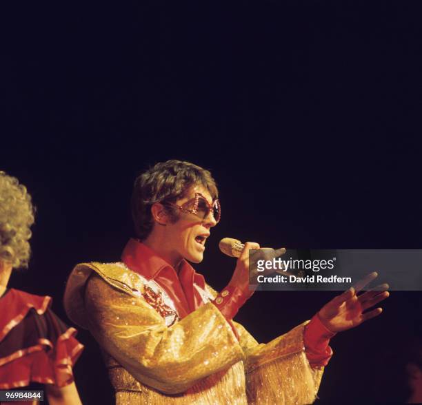 Michael Crawford performs on stage at the Royal Variety Performance in 1975.