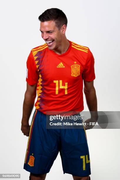 Cesar Azpilicueta of Spain poses for a portrait during the official FIFA World Cup 2018 portrait session at FC Krasnodar Academy on June 8, 2018 in...