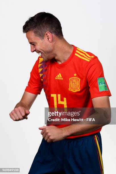 Cesar Azpilicueta of Spain poses for a portrait during the official FIFA World Cup 2018 portrait session at FC Krasnodar Academy on June 8, 2018 in...