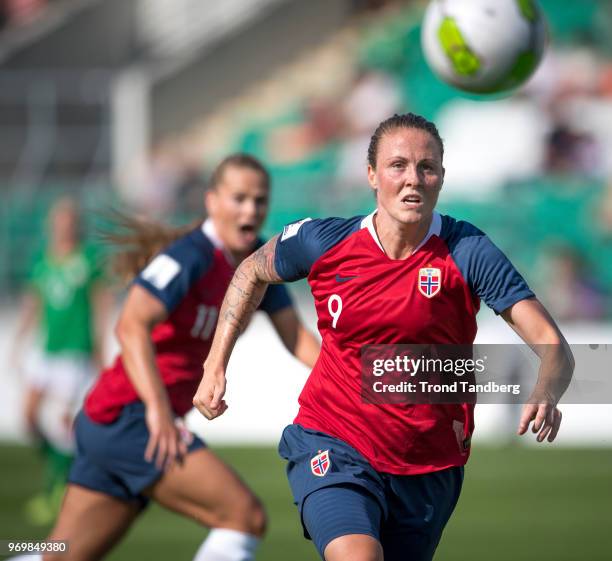 Isabell Herlovsen of Norway during 2019 FIFA Womens World Cup Qualifier between Irland and Norway at Tallaght Stadium on June 8, 2018 in Tallaght,...