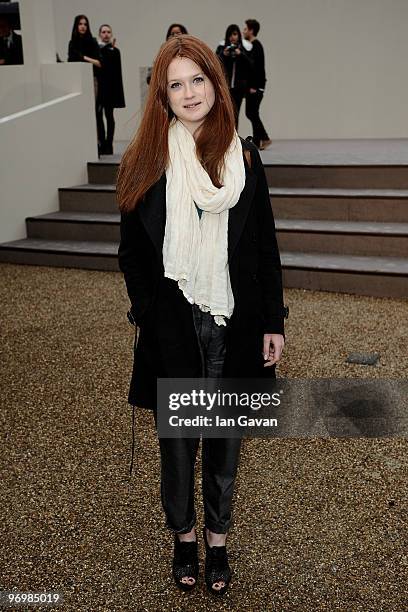 Actress Bonny Wright attends the Burberry Prorsum LFW Autumn/Winter 2010 Women�s wear show at the Parade Ground, Chelsea College of Art on February...