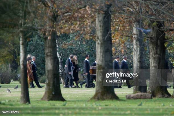 The Dutch royal family along with friends and relatives accompany the coffin of Queen Maxima's sister Ines Zorreguieta, during her burial ceremony at...