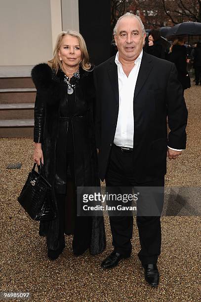 Tina Green and husband Sir Philip Green attend the Burberry Prorsum LFW Autumn/Winter 2010 Women�s wear show at the Parade Ground, Chelsea College of...