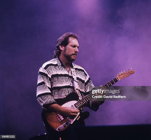 American guitarist Steve Cropper performs on stage circa 1990.