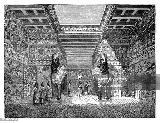 sumerian temple - sumerian art stock illustrations