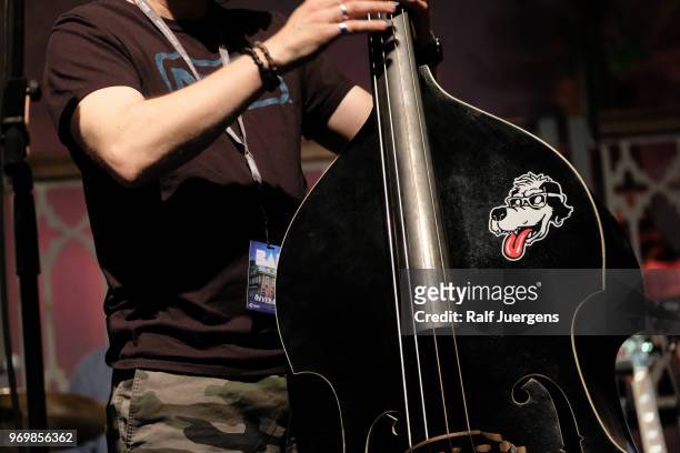 Deatil of bass during the concert of the band BAP at Lanxess Arena on June 2, 2018 in Cologne, Germany.