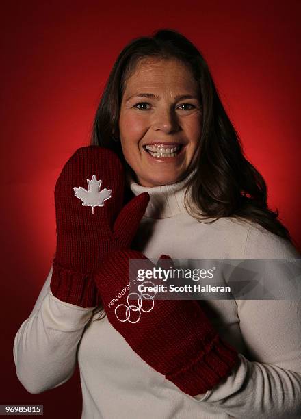 Former Olympic downhill skier Picabo Street poses in the NBC Today Show Studio at Grouse Mountain on February 23, 2010 in North Vancouver, Canada.