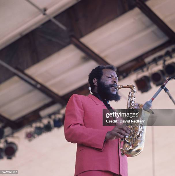 American jazz saxophonist Ornette Coleman performs live on stage at the 1971 Newport Jazz Festival in Newport, Rhode Island on 3rd July 1971.