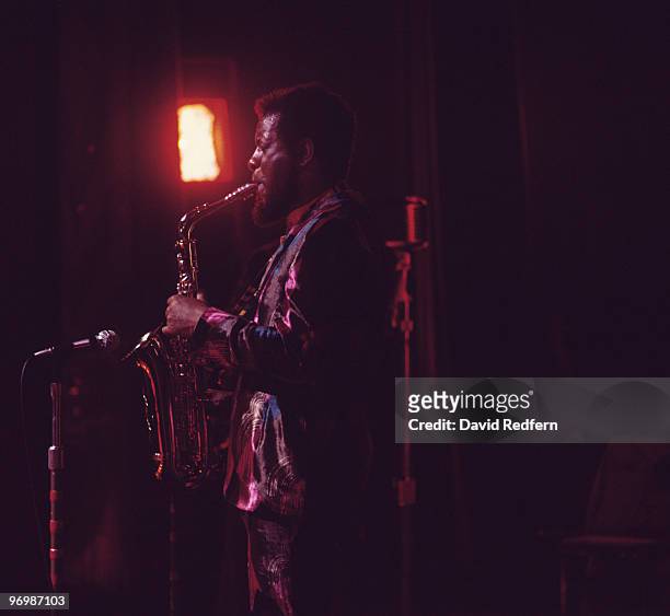 American jazz saxophonist Ornette Coleman performs on stage circa 1972.