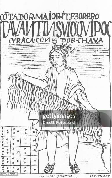 Qompi Inca Illustration of the Keeper of the Quipu, a device used by the Incas ...