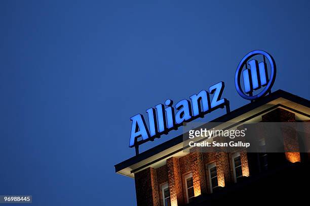 The logo of German insurer Allianz stands on the company's office buildings at Treptowers on February 23, 2010 in Berlin, Germany. Allianz is to...