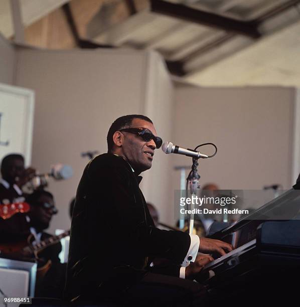 American singer, songwriter and pianist Ray Charles performs live on stage at the Newport Jazz Festival in Newport, Rhode Island on 7th July 1968.