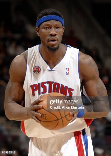 Ben Wallace of the Detroit Pistons looks on during the game against the Milwaukee Bucks at the Palace of Auburn Hills on February 19, 2010 in Auburn...