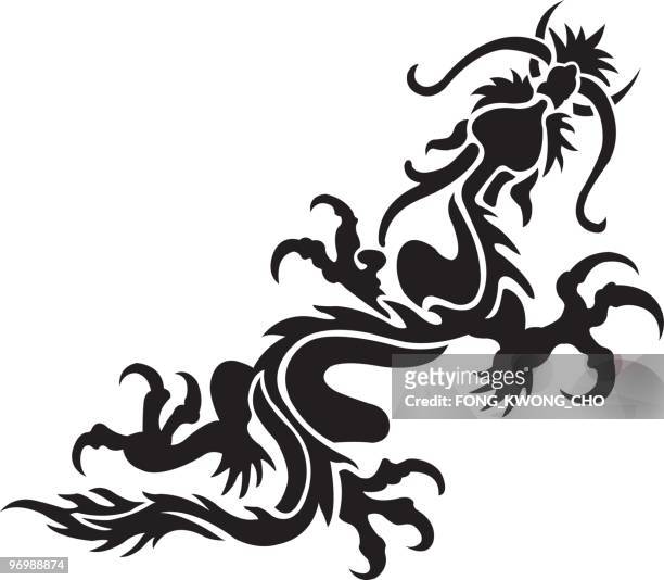 dragon - white dragon tattoo stock illustrations