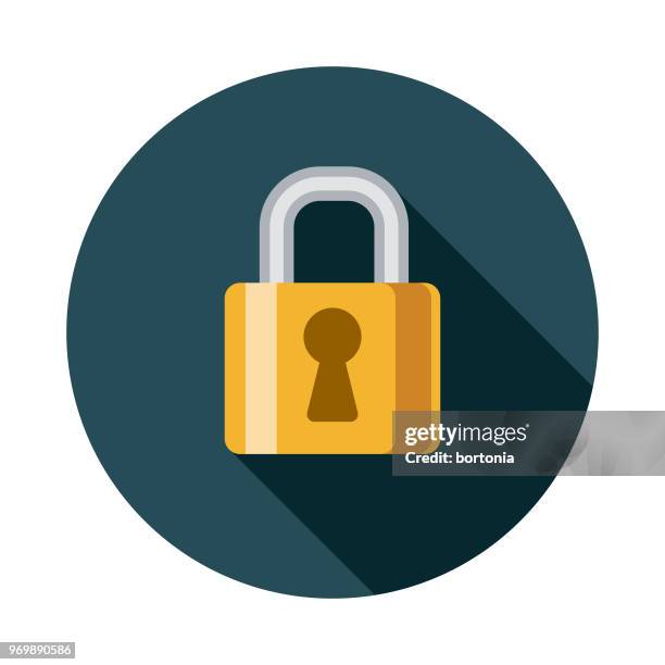 ilustrações de stock, clip art, desenhos animados e ícones de network security flat design seo icon - lock